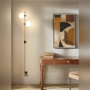 Equinox 62 in. 2Light Wall Sconce Lamp Adjustable Heads, Integrated 3 prung plug